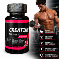 Capsules de créatine monohydrate personnalisées OEM 2500 mg, 60 unités, complément pré-entraînement pour la force, la puissance, l'endurance et la musculation