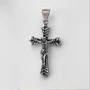 yunnique Stainless Steel <b>Cross</b> Pendant Blackened Aged Finish Unisex Necklace Gift Jewelry - Product Image 3