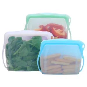 LFGB 100% 의료 식품 학년 실리콘 샌드위치 가방 작은 실리콘 재사용 아기 식품 저장 지퍼 잠금 파우치 가방 실리콘 파우치