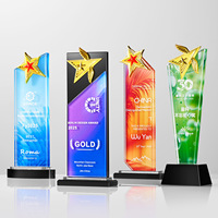 Trophée en cristal personnalisé Noble Top Performer Award avec étoile à cinq branches en métal pour la reconnaissance des meilleurs vendeurs