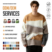 Pull tricoté décontracté personnalisé OEM à col rond avec blocs de couleur pour homme – Collection Hiver