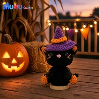 Poupée chat noir au crochet faite à la main, décoration d'intérieur amusante pour Halloween, cadeau de décoration intérieure pour le soutien émotionnel, vente en gros personnalisée