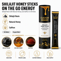 Bâtonnets de miel au Shilajit OEM/ODM, Résine de Shilajit en bâtonnets de miel, Bâtonnets de miel au Shilajit de l'Himalaya, 30 paquets