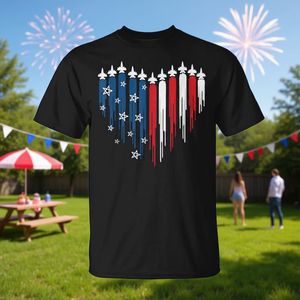 T-shirt avec motif de cœur du drapeau américain, rouge, blanc et bleu, pour le 4 juillet - Product Image 3