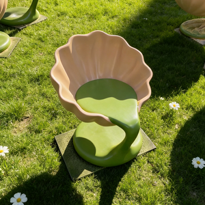 <span class=keywords><strong>Chaise</strong></span> de jardin moderne en forme de coquille, mobilier de patio de luxe au design fluide, siège sculptural en FRP imperméable pour villa - Product Image 5