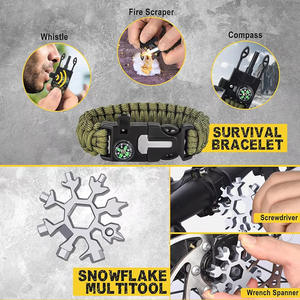 Kit de survie transfrontalier 28 en 1, outil d'urgence multifonctionnel compact, équipement de survie en plein air, matériel métallique - Product Image 3