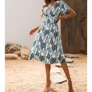 Robe de style occidental confortable pour femmes de haute qualité Tissu doux Robe imprimée écologique pour dames-Vente en gros - Product Image 4
