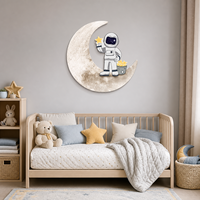 Décoration murale LED en cristal pour enfants, motif astronaute et lune, impression spatiale de dessin animé, pour chambre d'enfant, crèche, salle de jeux, intérieur moderne