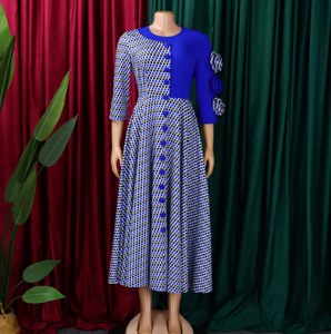 Abito Africano da Donna Elegante <span class=keywords><strong>con</strong></span> Stampa e Maniche <span class=keywords><strong>a</strong></span> <span class=keywords><strong>Tre</strong></span> <span class=keywords><strong>Quarti</strong></span>, Nuova Moda Transfrontaliera - Product Image 4