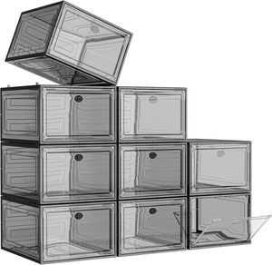 Caja de almacenamiento de acrílico transparente de diseño personalizado, caja de zapatos transparente apilable, imanes, puerta lateral - Product Image 1