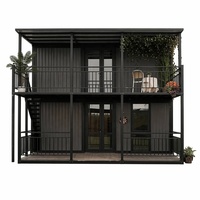 Maison conteneur à double étage hautement personnalisable, maison préfabriquée modulaire pour gîte, hôtel, café, design imperméable et résistant au vent