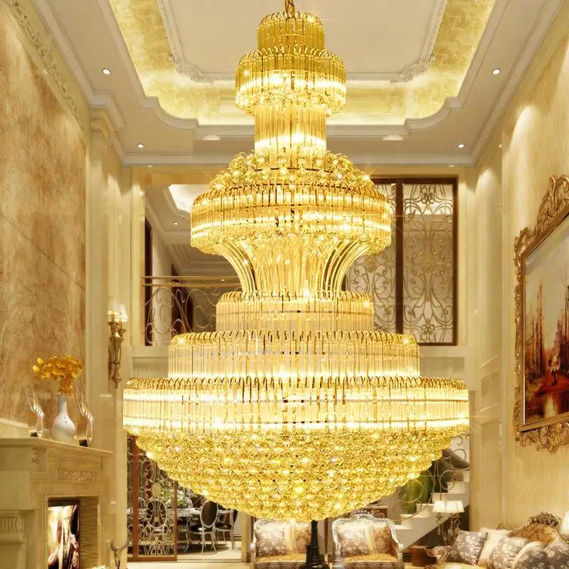 Candelabro de cristal imperio sala de estar Europea Hotel candelabro Villa moderno oro lujo proyecto lámpara colgante
