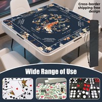 Tapis de Mahjong pliable transfrontalier Peacock, antidérapant, silencieux, avec bords surjetés, lavable, en caoutchouc, pour jeux de société multijoueurs et poker