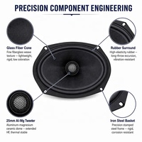 Speaker Mobil 2 Arah Koaksial 6x9 Inch 12V 25mm Besi OEM ODM Pabrik MOQ 500pr Erisson/SEAO Hitam 4 Ohm Retrofit/Upgrade