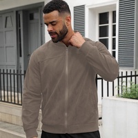 Veste bomber pour homme OUCHEN de haute qualité en daim automnal, couleur unie, col montant, fermeture éclair, style punk décontracté, manches longues