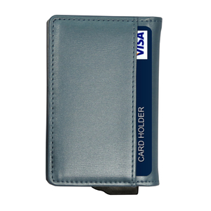 CardHoda Aluminum <b>RFID</b> <b>Wallet</b> Unisex Minimalist Fold Closure Short Card Holder Genuine Leather Lining Blue - Product Image 5