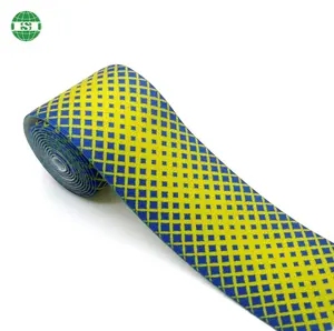 Giysiler için özelleştirilmiş tasarım mavi sarı kontrol baskı elastik şerit 2cm ila 10cm arasında çoklu boyut