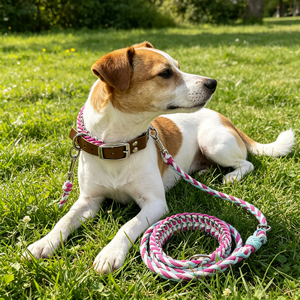 Set Collare e Guinzaglio per <span class=keywords><strong>Cani</strong></span> in Pelle Intrecciata Personalizzato, Set Collare Tattico di Lusso con Braccialetto Abbinato Gratuito - Product Image 6
