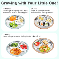Assiette enduite de silicone à 3 compartiments Sections divisées Base d'aspiration Assiette de service de repas pour tout-petits allant au micro-ondes