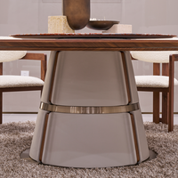 Ensemble de table à manger ronde rotative en marbre rouge au design moderne, meubles de salle à manger pour villa, 6 places
