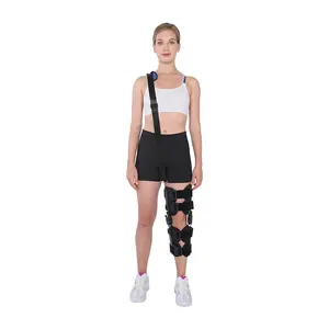 アルミニウム合金整形外科用膝ブレース医療術後膝サポート整形外科用角度調整可能なRomネオプレンヒンジ付き膝ブレース