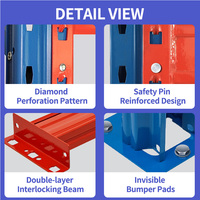 Scaffale per Magazzino a 3 Livelli Regolabile in Acciaio Laminato a Freddo con Rivestimento in Polvere Epossidica, Super Capacità di Carico e Slot per Schede