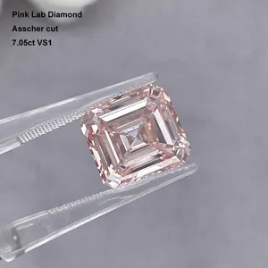 Starsgem 7.05ct VS1pink renk lab diamante fantezi şekil asscher kesim lab yetiştirilen elmas