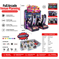 Station de jeu de course automobile double joueur connectée, simulateur de combat rapide avec écran LCD 32 pouces, fonctionnement par jetons, pour parcs d'attractions et salles de jeux, personnalisable OEM