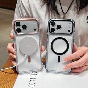 เคสสำหรับ iPhone 17 Pro Max 18 16 15 14 13  แบบแข็งใส  วัสดุ PC  ลายลูกฟูก  แม่เหล็ก  ป้องกันด้านหลัง  ฝาหลังโทรศัพท์ - Product Image 2