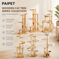 PAIPET Arbre à chat en bois multi-niveaux, avec maisonnette et griffoir en sisal, mobilier d'escalade, OEM, personnalisable, vente en gros