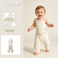Ensemble de vêtements pour bébé en lin et coton, 2 pièces, haut à bretelles spaghetti + pantalon large
