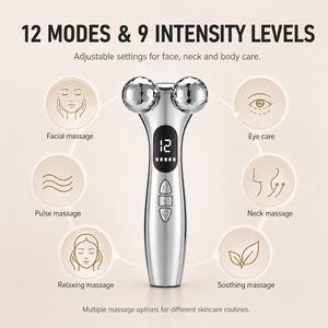 Pulse <b>Roller</b> Massager Face Lifting Device Rechargeable Face Beauty Device Handheld Vibration Facial <b>Roller</b> Massage Device - Product Image 2