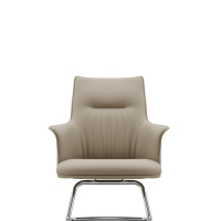 Chaise de bureau exécutive à coussin haute densité avec base en métal, chaise visiteur en cuir PU pour salles d'attente d'hôtel