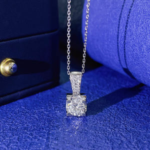 Collar con colgante de diamante de estilo <span class=keywords><strong>Tauren</strong></span> clásico, Joyería de diamantes creada en laboratorio, cadena Chopin de oro de 18 quilates y Joyería de diamantes de laboratorio Hpht - Product Image 3