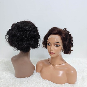 Letsfly Promotion 20$ Egg Roll 13x4 Lace Frontal <b>Wigs</b> Short Pixie Cut <b>Wigs</b> 1BT4# <b>Human</b> Hair <b>Wigs</b> 170gram - Product Image 4
