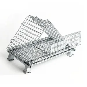 Foldable Galvanized Portable Storage Cage Metal Box Wire Mesh Container