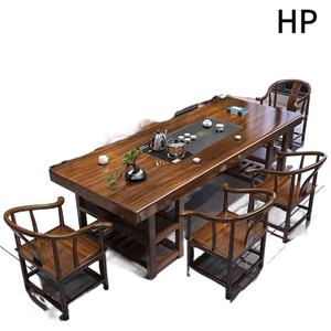 Table à thé rectangulaire haut de gamme en bois <span class=keywords><strong>massif</strong></span>, style chinois moderne, avec chaises, style plat, un ensemble avec tiroir pour usage domestique - Product Image 5