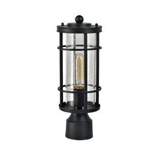 Beier EX-005 — lanterne d'extérieur de jardin en fer, E26/E27, avec finition noire et cylindres de graines, ombrage en verre, IP44, nouvelle collection - Product Image 1