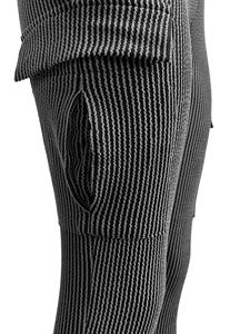 ชุดเซ็ตสองชิ้นสำหรับผู้หญิง ปี 2024 เสื้อผ้าผู้หญิง บอดี้สูทลายทางยืดได้แบบใหม่ จั๊มพ์สูท และกางเกงคาร์โก้ขาบาน - Product Image 5