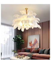 Lustre moderne en plumes d'autruche EOS, LED blanc chaud, structure en fer, décoration intérieure, luminaires suspendus pour salon et chambre, facile à installer