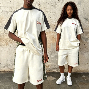 Conjunto de Camuflaje de Verano de Alta Calidad Personalizado, Ropa Urbana de Algodón Grueso, Camiseta y Pantalones Cortos Deportivos con Estampado Digital, 2 Piezas - Product Image 1