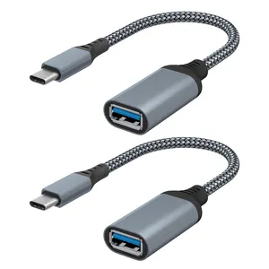 Wholesale Nylon Braided 0.2m Data Transfer 5gbps USB 3.1 C Female to USB 3.0 Otg Adapter