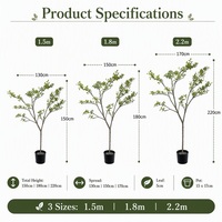Grand arbre artificiel réaliste style bonsai à petites feuilles, plante d'intérieur pour décoration de salon, vente en gros