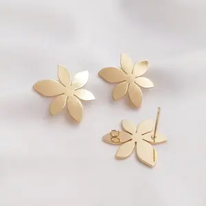 Creazione di gioielli fai da te in argento Sterling 925 14K Froste placcato oro grandi orecchini a bottone con fiore Cmbidium post perni per orecchini