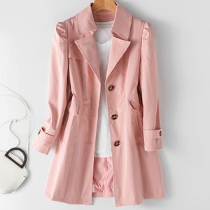 Gabardina de <span class=keywords><strong>Mujer</strong></span> para Otoño, Color Sólido, Entallada, Estilo Moderno, Cierre de Un Solo Botón, Largo Medio - Product Image 2