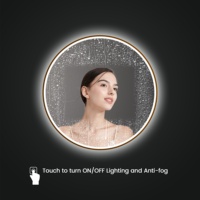 Cadre moderne Miroir de salle de bain rond Décor suspendu Miroir de bain intelligent Miroir mural tactile avec lumière LED