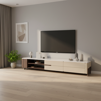 Table basse et meuble TV combinés Quiet Wind, style moderne minimaliste, en marbre italien, avec rangement, pour salon