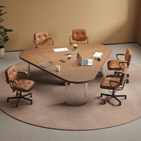HYZ-250X Table de conférence Jizeng en bois massif de forme irrégulière pour 6 personnes, luxe léger, haut de gamme, pour réceptions