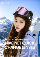 Vente en gros de lunettes de ski et de snowboard pour adultes, anti-buée, vente chaude, logo personnalisé, lunettes de sport magnétiques