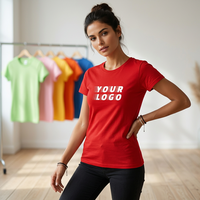 T-shirts décontractés pour femmes en coton 100% à manches courtes, imprimés numériquement, tricotés, anti-plis, de haute qualité, vente en gros